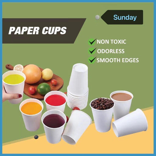 [50pcs] 6oz/9oz/12oz White Paper Cup/Plastic Cup/Disposable Drinking Cup / Cafe Takeaway