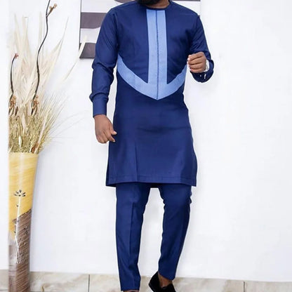 Pakaian Afrika untuk Lelaki Pakaian Tradisional Nigeria 2PC Baru Set Suit Perkahwinan Elegan Pakaian Lelaki Islam Agbada Muslim Mewah 