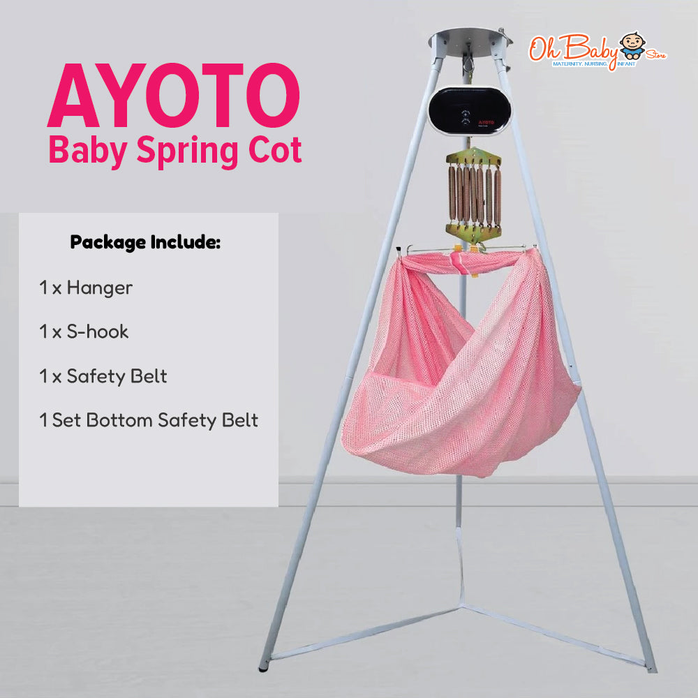 AYOTO Baby Spring Cot Tripod Cradle Set | Tripod Stand + Motor Elektronik + Sarung Buaian | Newborn - 16kg