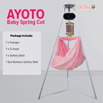 AYOTO Baby Spring Cot Tripod Cradle Set | Tripod Stand + Motor Elektronik + Sarung Buaian | Newborn - 16kg