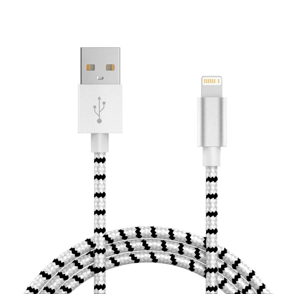 Kabel pengecasan pantas untuk iphone SESUAI dengan ios ipad lightning to nylon braided USB untuk pengecasan dan pemindahan data