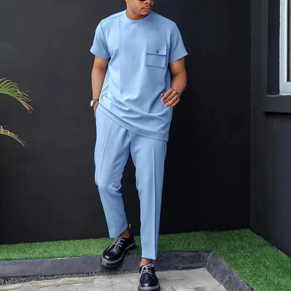 Pakaian Afrika untuk Lelaki Pakaian Tradisional Nigeria 2PC Baru Set Suit Perkahwinan Elegan Pakaian Lelaki Islam Agbada Muslim Mewah 