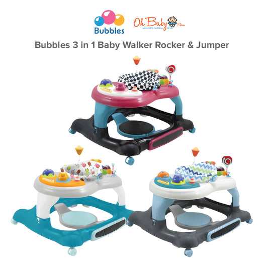 Bubbles Baby Walker 3-in-1 | Walker • Rocker • Activity Center | Dari 6 Bulan Ke Atas