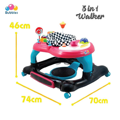 Bubbles Baby Walker 3-in-1 | Walker • Rocker • Activity Center | Dari 6 Bulan Ke Atas
