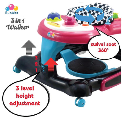 Bubbles Baby Walker 3-in-1 | Walker • Rocker • Activity Center | Dari 6 Bulan Ke Atas