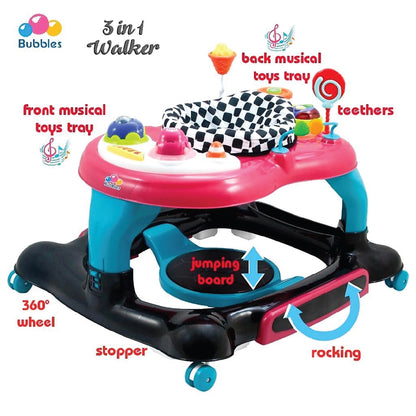Bubbles Baby Walker 3-in-1 | Walker • Rocker • Activity Center | Dari 6 Bulan Ke Atas