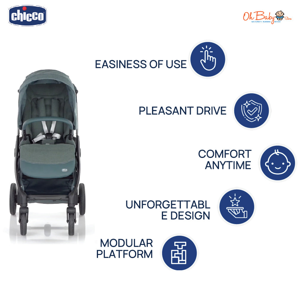 Chicco Bellagio Stroller | Dua Arah | Auto One-Touch Fold | 0–22kg | Waranti 1 Tahun