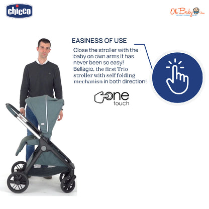 Chicco Bellagio Stroller | Dua Arah | Auto One-Touch Fold | 0–22kg | Waranti 1 Tahun