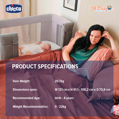Chicco Next2Me Forever Baby Cot | 3-dalam-1 Co-Sleeper & Katil Bayi | 0–22kg | Waranti 1 Tahun