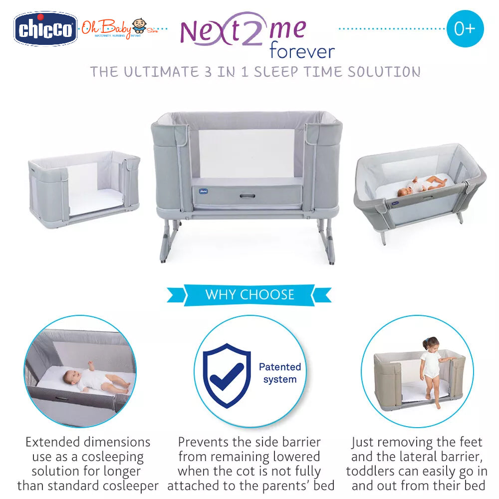 Chicco Next2Me Forever Baby Cot | 3-dalam-1 Co-Sleeper & Katil Bayi | 0–22kg | Waranti 1 Tahun