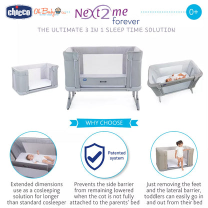 Chicco Next2Me Forever Baby Cot | 3-dalam-1 Co-Sleeper & Katil Bayi | 0–22kg | Waranti 1 Tahun