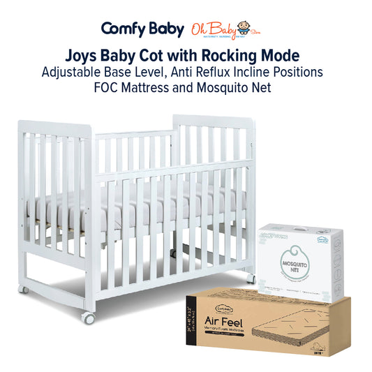 Comfy Baby Joys Baby Cot + Air Feel Mattress + Mosquito Net | Set Tidur Lengkap | Newborn hingga Toddler