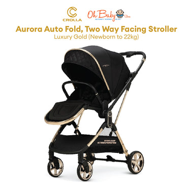 Crolla Aurora Gold 2-Way Stroller | Auto Fold • 2-Hala | Newborn hingga 22kg | Waranti 1 Tahun