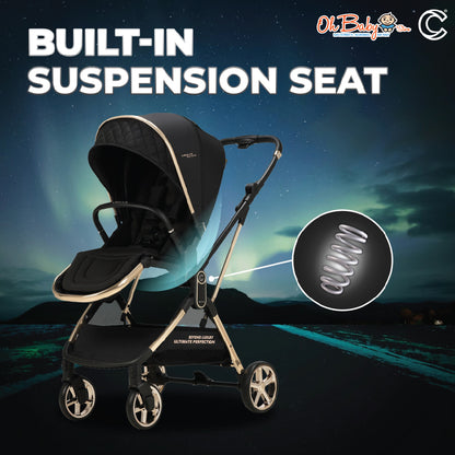 Crolla Aurora Gold 2-Way Stroller | Auto Fold • 2-Hala | Newborn hingga 22kg | Waranti 1 Tahun