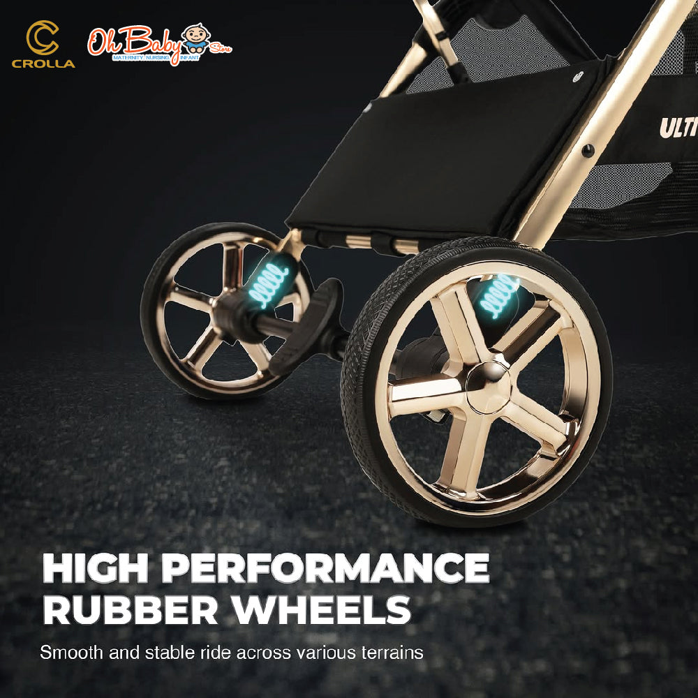 Crolla Aurora Gold 2-Way Stroller | Auto Fold • 2-Hala | Newborn hingga 22kg | Waranti 1 Tahun