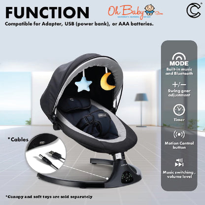 Crolla Comfeo Baby Swing | Soothe • Swing • Sleep | Newborn hingga 12kg | Waranti 1 Tahun