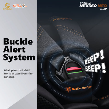 Crolla Nex360 R129 NEO Car Seat | 360° Rotation, R129 i-Size | Newborn hingga 12 Tahun | 3-Year Warranty