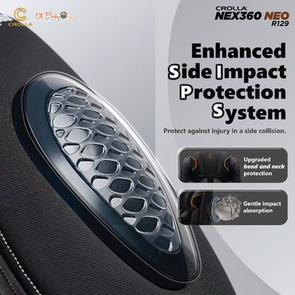 Crolla Nex360 R129 NEO Car Seat | 360° Rotation, R129 i-Size | Newborn hingga 12 Tahun | 3-Year Warranty