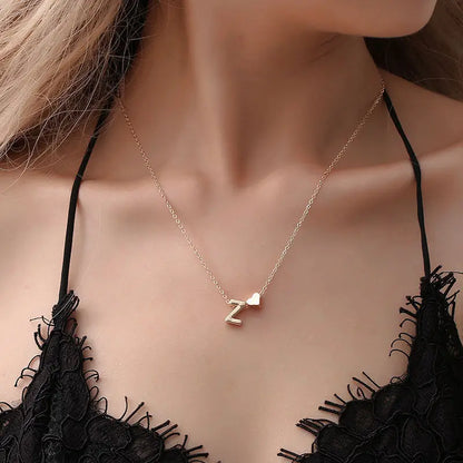 2024 Fashion Tiny Heart Dainty Initial Necklace With Letter Name Choker Necklace For Women Pendant Jewelry Accessories Gift