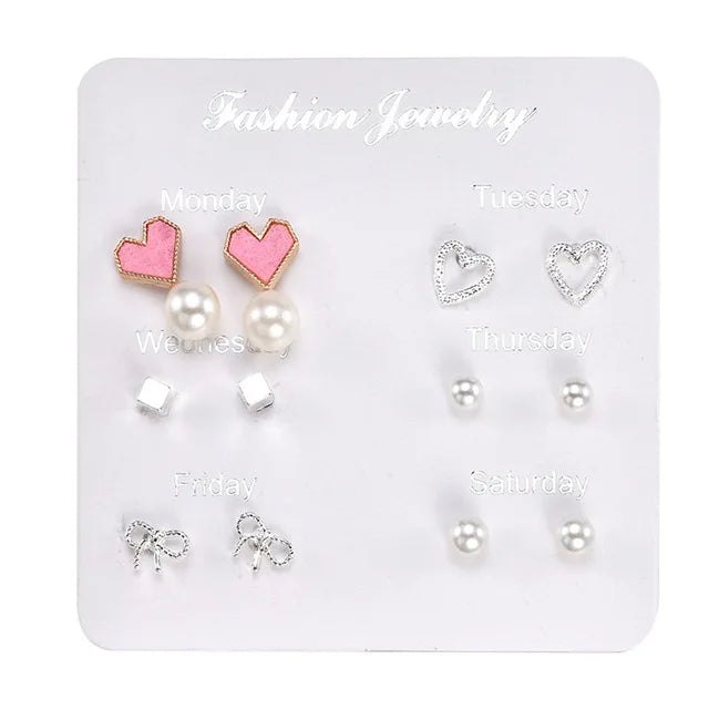 NEW 12~36 Pairs Fashion Women Girls Resin Plastic Crystal Diamante Flower Stud Earrings Set Random Style Gold Color Jewelry