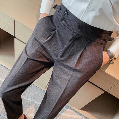 Dress Pants For Men Luxury High Waist Gurkha Pants Men Clothing Simple All Match Slim Fit Casual Men's Formal Trousers Hot Sale