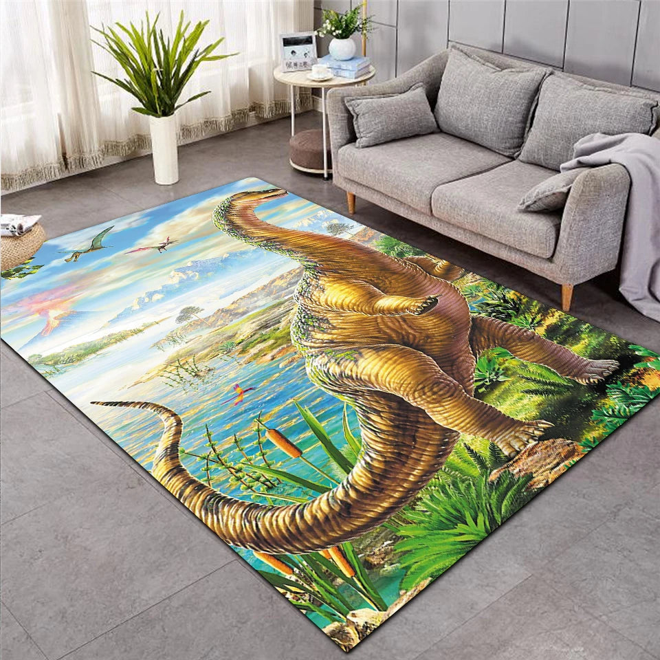 Permaidani Dinosaur Nordic 3D kanak-kanak ruang tamu sofa bilik tidur kanak-kanak tikar bermain kartun ruang tamu permaidani besar gaya tikar pintu lorong-1 