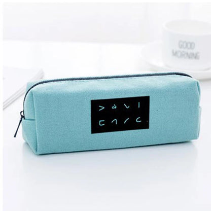 Simple Canvas Pencil Case For Student Large Capacity Makeup Brush Pen Organizer For Office 4.5x17.5x6cm Zipper Closure Kawaii