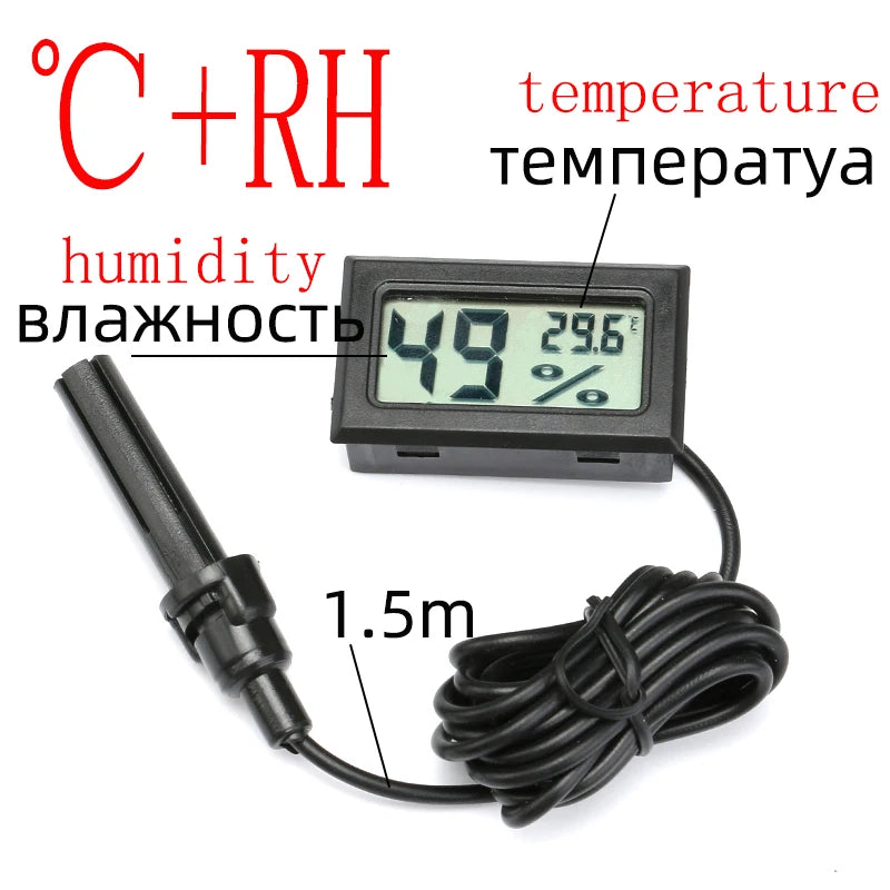 Meter Higrometer Termometer Digital Tinggi dengan Tepat Untuk Aksesori Tangki Akuarium Terarium Reptilia Kelembapan Suhu 