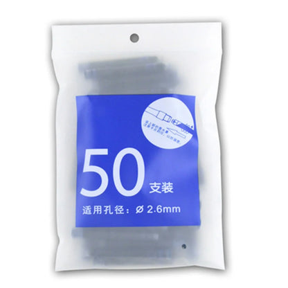 50 件钢笔墨盒 2.6 毫米高品质替换芯短墨盒办公用品书法笔精细书写