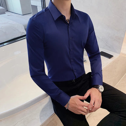 Camisas De Hombre Long Sleeve Shirts For Men Clothing 2024 Business Formal Wear Camisa Social Masculina Slim Fit Chemise Homme