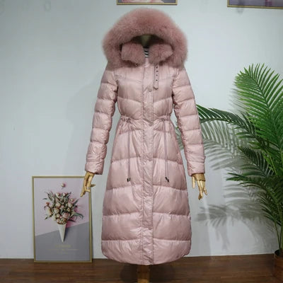 Winter Jacket Women Hooded Parka Coat Natural Fox fur collar Fashion Long Down Jackets Female Casual Warm Winter Coat 2020 New