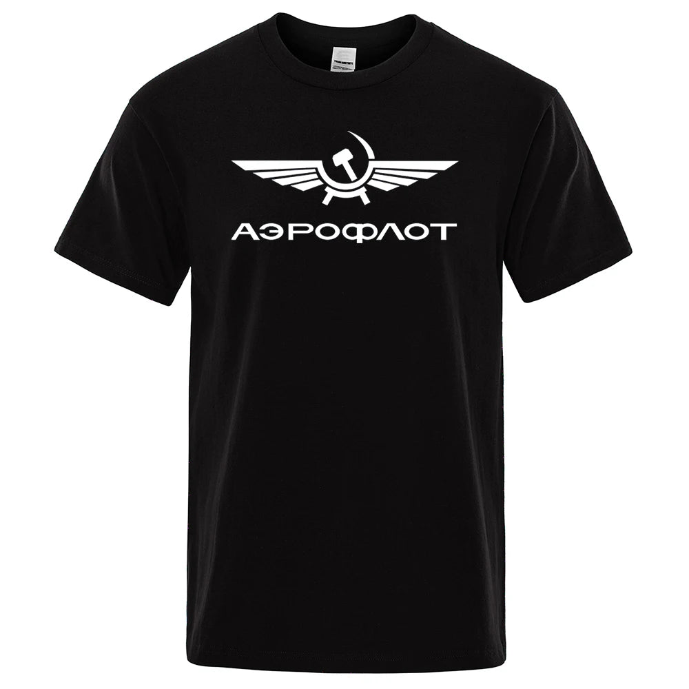 Aeroflot Aviation Russe Pilote Aerospace Aviateur T-Shirt Men Summer Cotton Short Sleeve Fashion Casual Clothes Oversize T Shirt