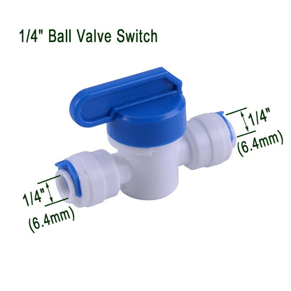 反渗透快速接头 1/4 英寸三通 Y 型连接器 2 通等径弯头直通止回阀 RO 滤水器塑料管配件