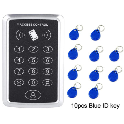 Waterproof 125KHz RFID Access Control Keypad Outdoor Rainproof Cover EM Card Reader 10pcs Keyfobs For Door Access Control System