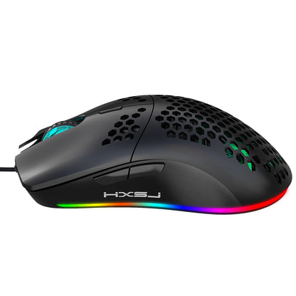 HXSJ J900 USB Wired Gaming Mouse RGB Gaming Mouse with Six Adjustable DPI Ergonomic Design for Desktop Laptop PC Computer Office