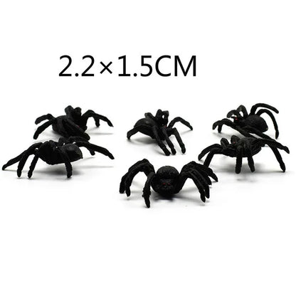 50pcs Halloween Decorative Spiders Small Black Plastic Fake Spider Toys Halloween Funny Joke Prank Realistic Props