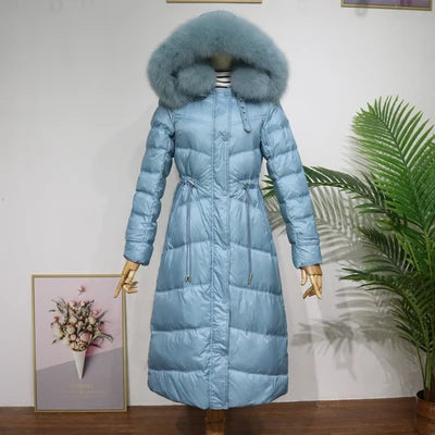 Winter Jacket Women Hooded Parka Coat Natural Fox fur collar Fashion Long Down Jackets Female Casual Warm Winter Coat 2020 New