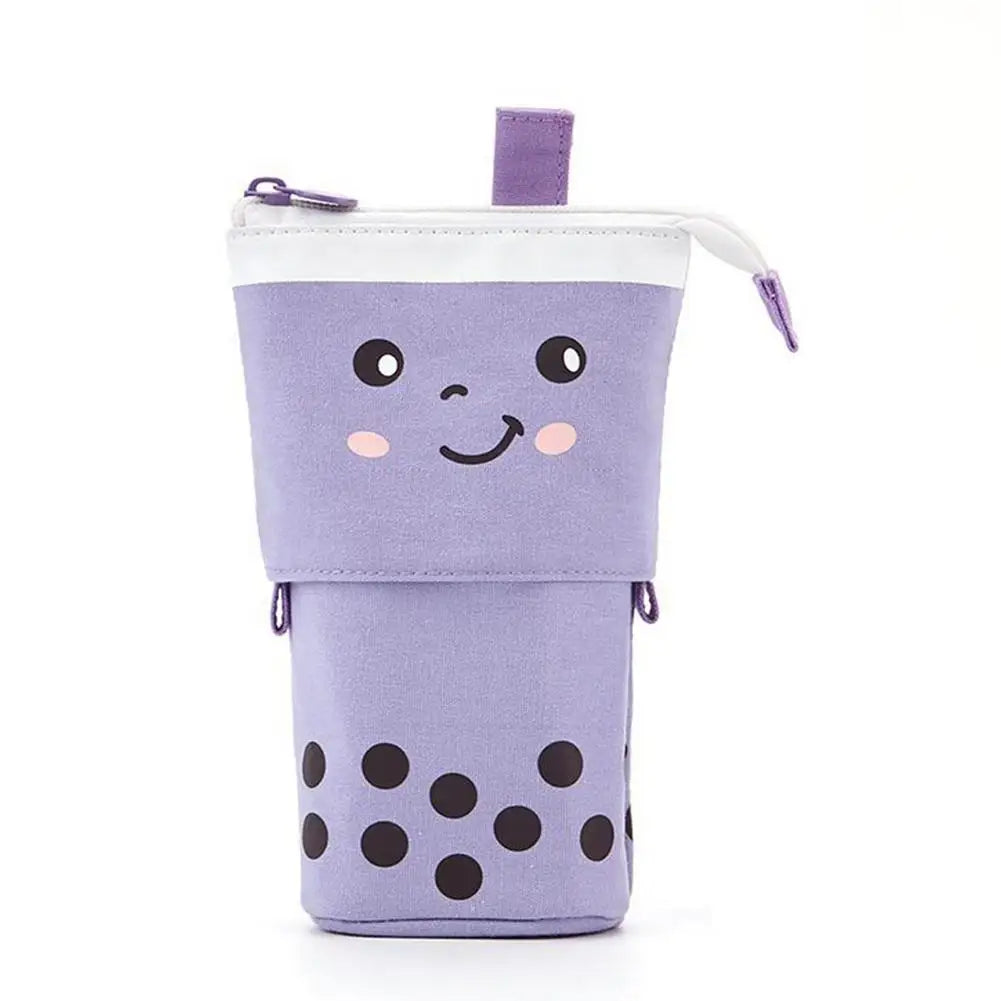 Sarung Pensel Teleskopik comel Boba Teh Berbentuk Sarung Pensil Kawaii Pen Pouch Pemegang Alat Tulis Beg Alat Tulis Besar Pemegang Pen yang comel 