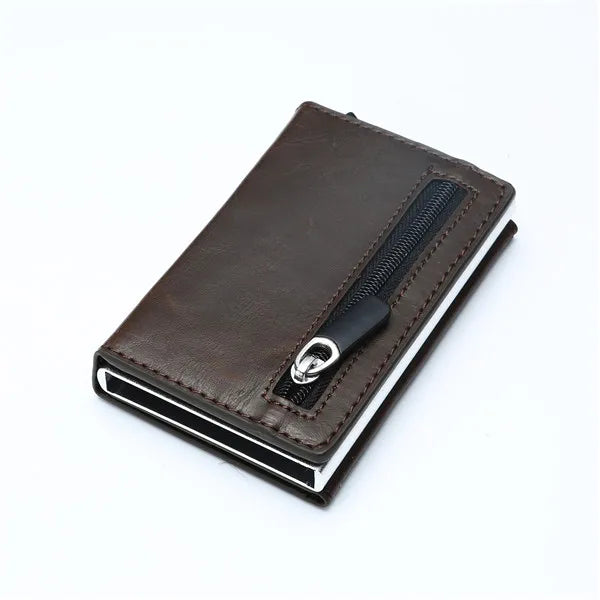 ZOVYVOL Credit Card Holder 2022 New Aluminum Box Card Wallet Men RFID PU Leather Pop Up Card Case Magnet Carbon Fiber Coin Purse