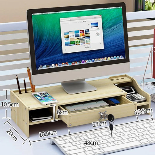 Desk-Holder Shelf Laptop-Stand Wood Desktop Monitor Stand Computer Screen Riser Shelf Plinth Strong Laptop Stand Desk Holder