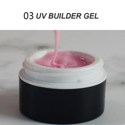 Jualan Panas 15ML Tiada Aliran Tidak Sakit Tanpa Panas Tanpa Bau Led UV Keras Model Builder Pengilat Gel Vernis Untuk Sambungan Kuku Salun Kecantikan 