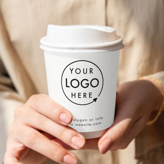 Disposable Custom 16oz 12oz 8oz Printed Paper Cups with Logo Lids for Hot and Cold Drinks Double Wall Paper Coffee and Tea Cups