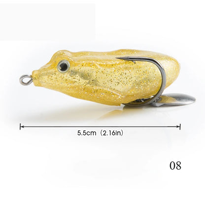 AS 2pc Soft Ray Frog Fishing Lure With Metal Sequins Top Water Artificial Bait 11g 6cm Double Hooks Frog Lure Fishing Tackle