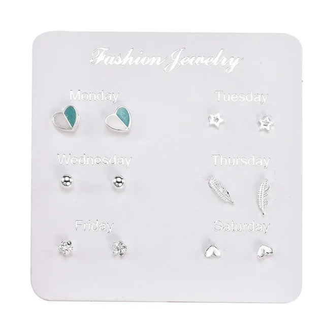 NEW 12~36 Pairs Fashion Women Girls Resin Plastic Crystal Diamante Flower Stud Earrings Set Random Style Gold Color Jewelry