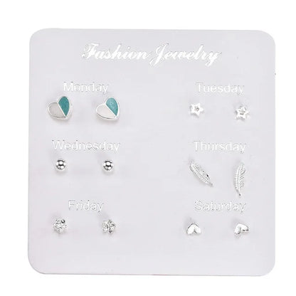 NEW 12~36 Pairs Fashion Women Girls Resin Plastic Crystal Diamante Flower Stud Earrings Set Random Style Gold Color Jewelry