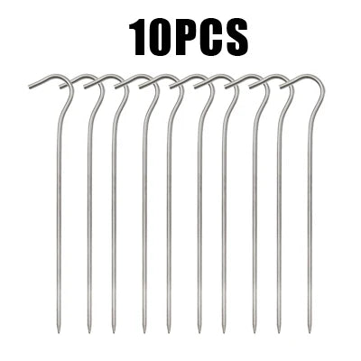 TiTo 12pcs/8pcsTitanium Alloy Khemah Pasak Paku Aksesori Perkhemahan Luaran Khemah Pancang Bend Kepala Diameter 3.5mm Titanium Paku Khemah 