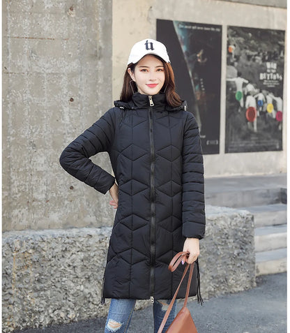 New Women Winter Hooded Warm Coat Plus Size Down Cotton Padded Jacket Female Long Parka Thick Warm Female Jacket Outerwear Coats