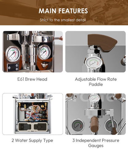 Espresso Rocket 15 Bar 58mm Lever E61 Manual Professional Cafetera Lelit Commercial Espresso Coffee Machine for Cafe