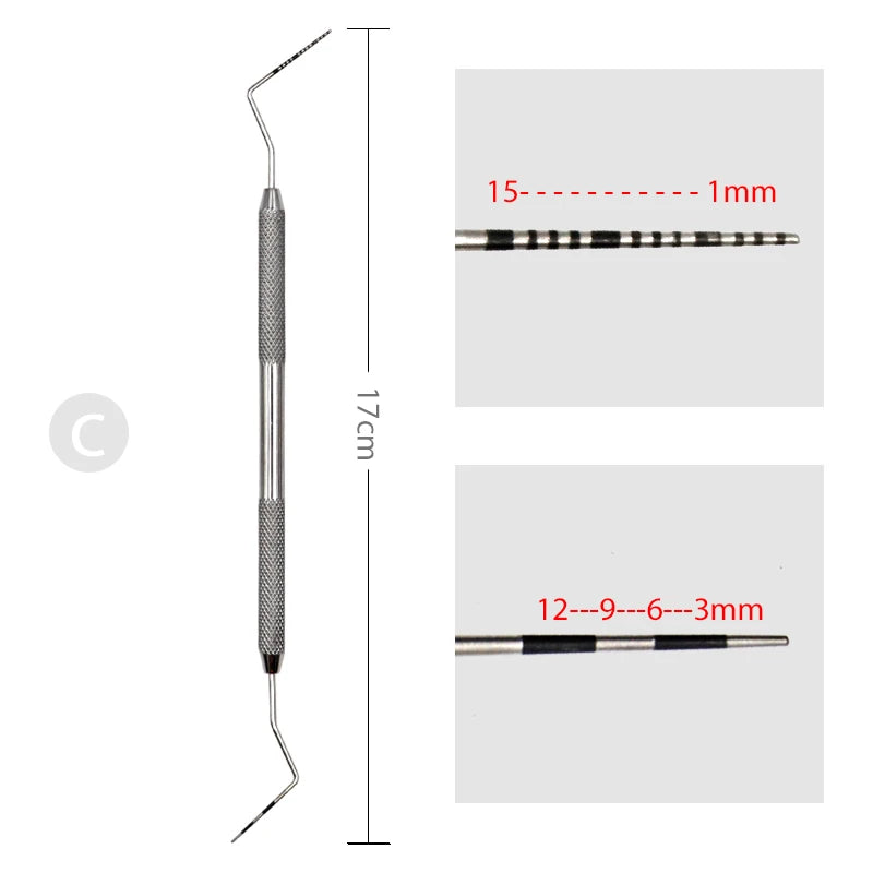 1 Keping Prob Periodontal Pergigian dengan Scaler 1pc Keluli Tahan Karat Oral Gigi Explorer Alat Instrumen Endodontik 