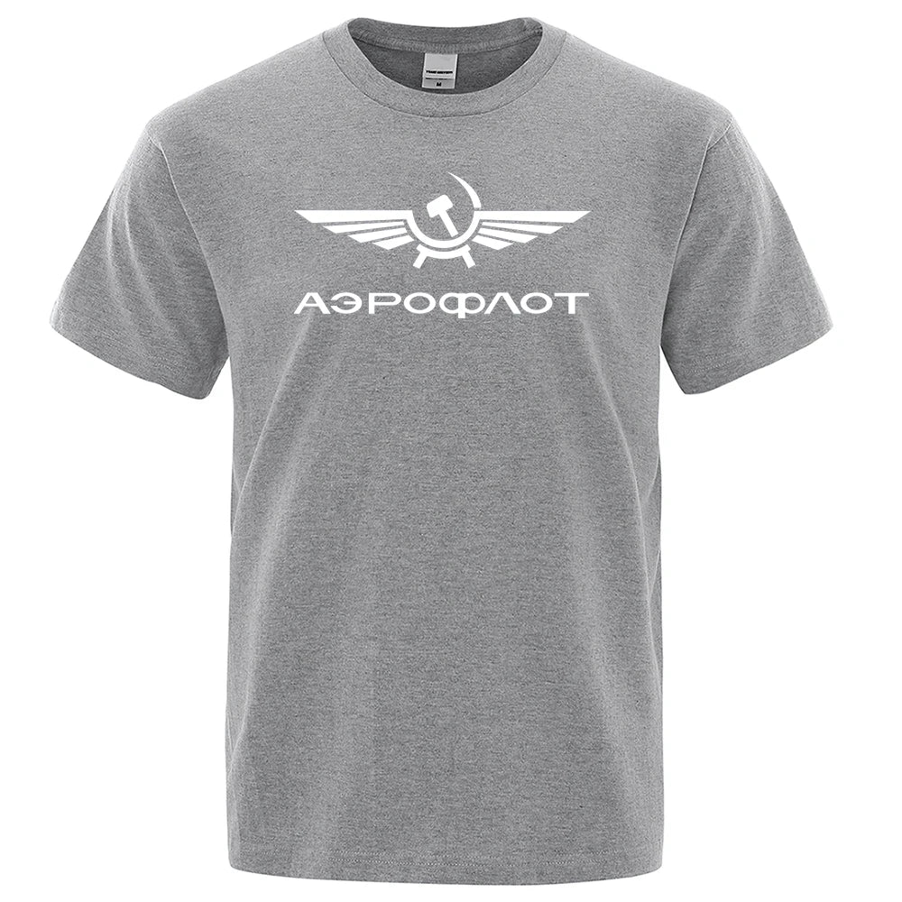 Aeroflot Aviation Russe Pilote Aerospace Aviateur T-Shirt Men Summer Cotton Short Sleeve Fashion Casual Clothes Oversize T Shirt